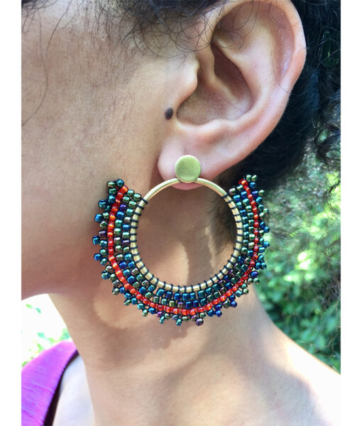 Multicolored Beaded Copper Earrings handmade in Egypt & available in Jozee Boutique