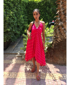 Fuchsia Backless Viscose Midi Dress made in Egypt & available in Jozee boutique