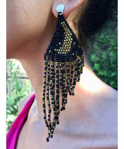 Black & Gold Beaded Earrings handmade in Egypt & available in Jozee Boutique