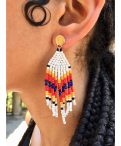 Multicolored Beaded Earrings handmade in Egypt & available in Jozee Boutique