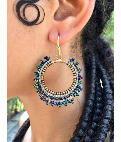 Multicolored Beaded Copper Earrings handmade in Egypt & available in Jozee Boutique