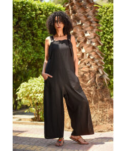 Black Linen Jumpsuit handmade in Egypt & available at Jozee Boutique.