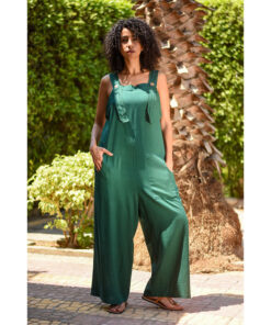 Emerald Green Linen Jumpsuit handmade in Egypt & available at Jozee Boutique.