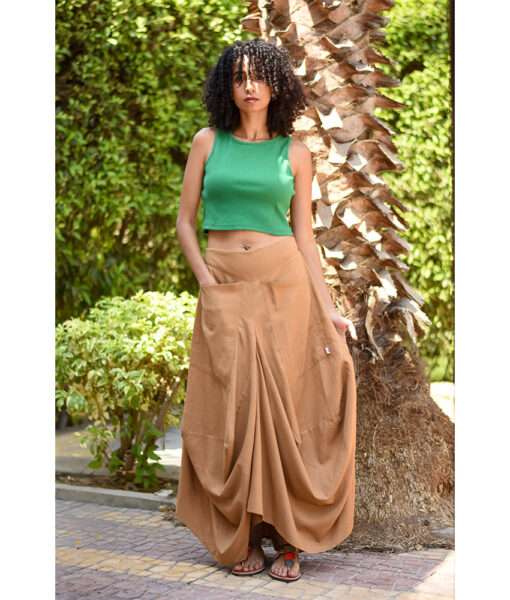 Dark Beige Linen Sherwal Skirt handmade in Egypt & available at Jozee Boutique.