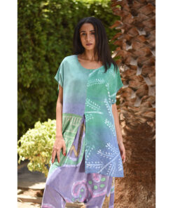 Purple and green Batik Dyed Nubian Top Handmade in Egypt & available at Jozee Boutique