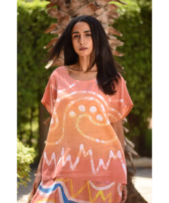 Orange Batik Dyed Nubian Top Handmade in Egypt & available at Jozee Boutique