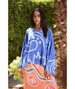 Blue Batik Dyed Nubian Top Handmade in Egypt & available at Jozee Boutique