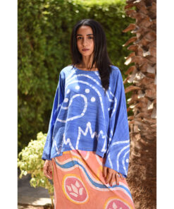 Blue Batik Dyed Nubian Top Handmade in Egypt & available at Jozee Boutique