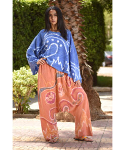 Orange Batik Dyed Nubian Pants Handmade in Egypt & available at Jozee Boutique