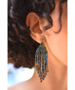 Multicolored Beaded Earrings handmade in Egypt & available in Jozee Boutique