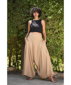 Dark Beige Flowy Pants handmade in Egypt & available in Jozee boutique