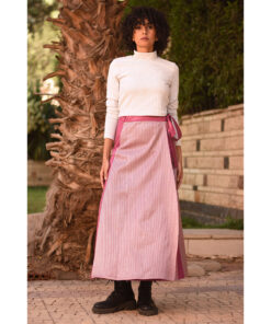 Shades of pink Silk and Cotton Loom Woven Long Wrap Skirt handmade in Egypt & available at Jozee Boutique.