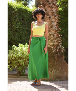 Green Linen Wrap Skirt handmade in Egypt & available at Jozee Boutique.