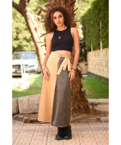 Gold & Black Silk and Cotton Loom Woven Long Wrap Skirt handmade in Egypt & available at Jozee Boutique.