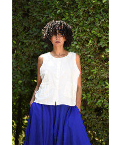 White Linen Top handmade in Egypt & available in Jozee boutique