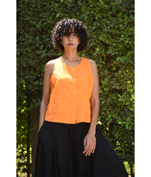 Orange Linen Top handmade in Egypt & available in Jozee boutique