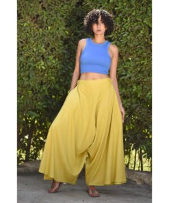 Yellow Flowy Pants handmade in Egypt & available in Jozee boutique