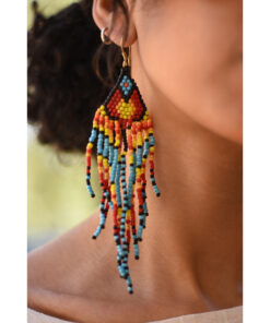 Multicolored Beaded Earrings handmade in Egypt & available in Jozee Boutique