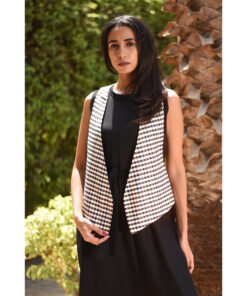 Black & White Checkered Vest handmade in Egypt & available at Jozee boutique