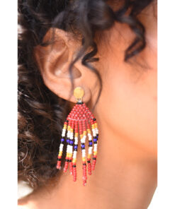 Multicolored Beaded Earrings handmade in Egypt & available in Jozee Boutique