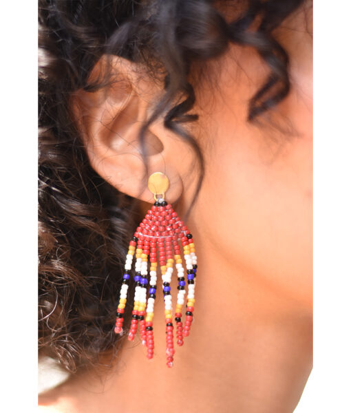 Multicolored Beaded Earrings handmade in Egypt & available in Jozee Boutique