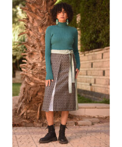 Multicolored Silk and Cotton Loom Woven Midi Wrap Skirt handmade in Egypt & available at Jozee Boutique.