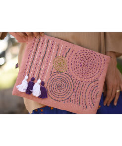 Saumon Embroidered Clutch handmade in Egypt & available at Jozee Boutique.