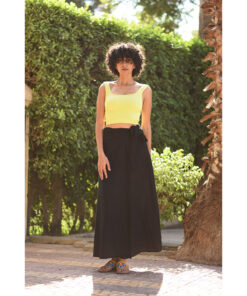 Black Linen Wrap Skirt handmade in Egypt & available at Jozee Boutique.