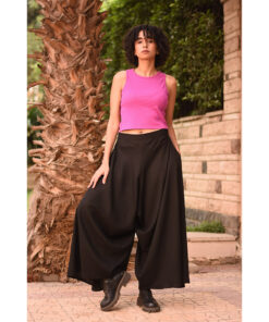 Black Flowy Pants handmade in Egypt & available in Jozee boutique