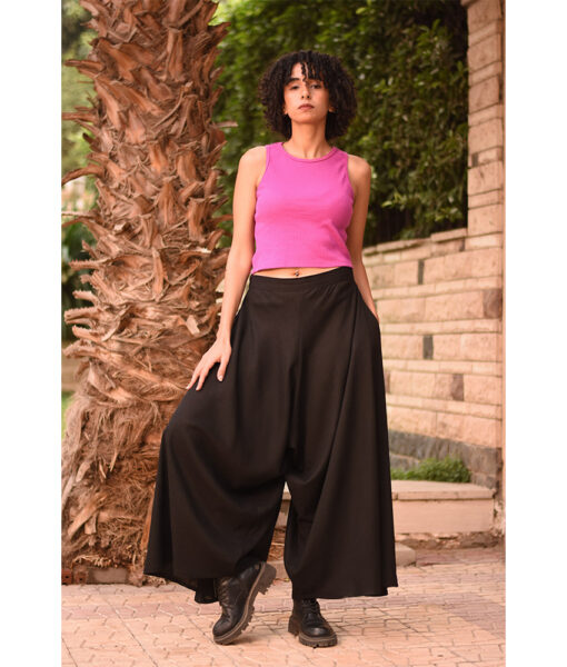 Black Flowy Pants handmade in Egypt & available in Jozee boutique