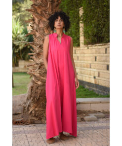 Fuchsia Linen Japanese Dress made in Egypt & available in Jozee boutique