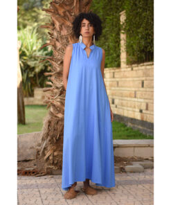 Denim blue Linen Japanese Dress made in Egypt & available in Jozee boutique