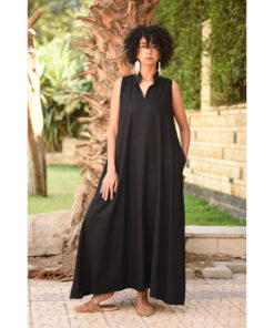 Black Linen Japanese Dress made in Egypt & available in Jozee boutique