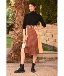 Multicolored Silk and Cotton Loom Woven Midi Wrap Skirt handmade in Egypt & available at Jozee Boutique.