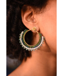 Multicolored Beaded Copper Earrings handmade in Egypt & available in Jozee Boutique