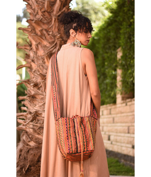 Orange Embroidered Saint Catherine Cross Bag handmade in Egypt & available in Jozee boutique