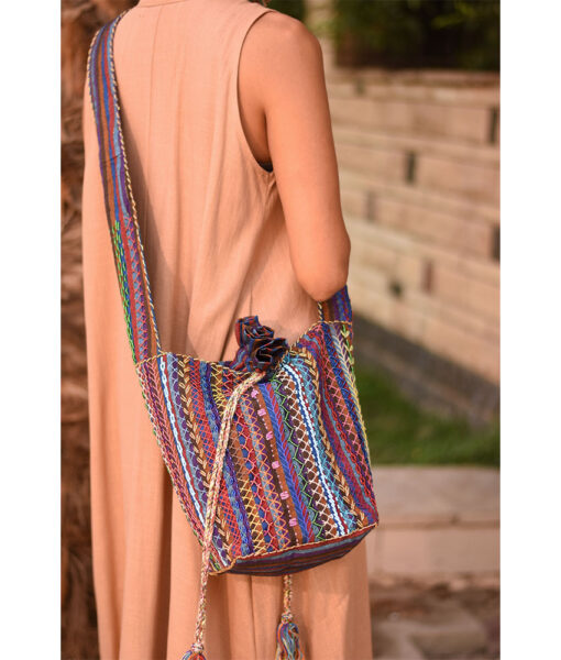 Multicolored Embroidered Saint Catherine Cross Bag handmade in Egypt & available in Jozee boutique