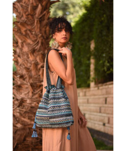 Multicolored Beaded Saint Catherine handbag handmade in Egypt & available in Jozee boutique