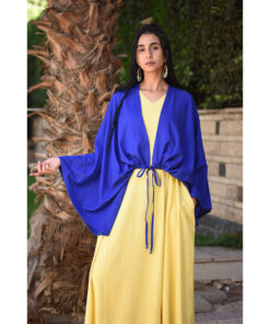 Electric Blue Linen Bolero made in Egypt & available at Jozee Boutique.