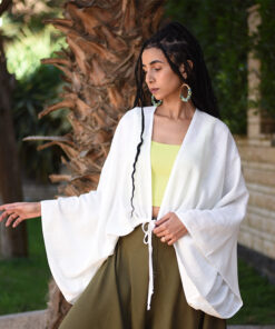 White Linen Bolero made in Egypt & available at Jozee Boutique.