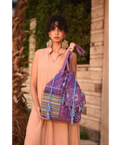 Purple Embroidered Saint Catherine Hand Bag handmade in Egypt & available in Jozee boutique