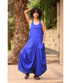 Electric Blue Linen Sleeveless Salodress handmade in Egypt & available at Jozee boutique