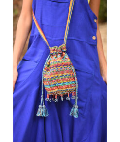 Multicolored Beaded Saint Catherine Embroidered Cross Bag handmade in Egypt & available in Jozee boutique